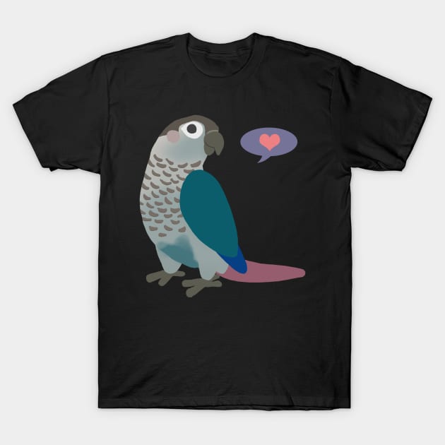 Turquoise Green Cheek Conure T-Shirt by Psitta